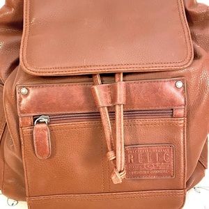 Brown Pebbled Leather RELIC Backpack Handbag
